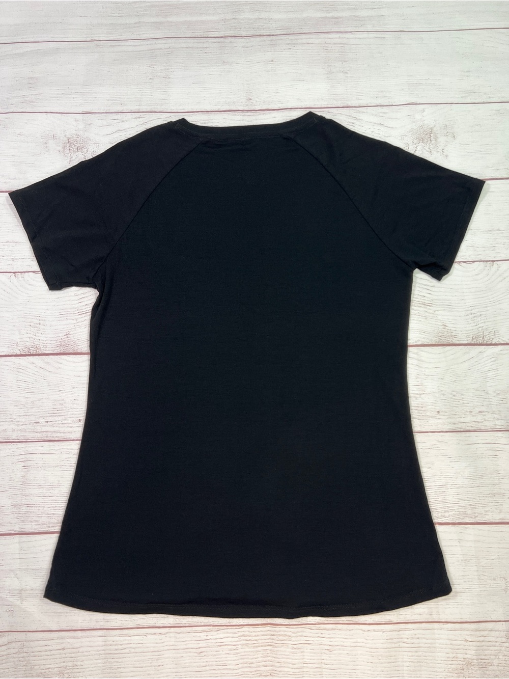 Woolx Mia Merino Wool V-Neck Tee - Medium - black lightweight short sleeve EUC - Picture 4 of 9